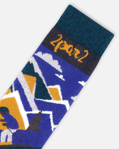 Winter Ski Socks With Merino Wool Deep Teal - H10XS_394