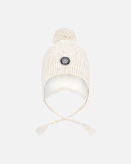 Lined Winter Hat With Pompom Off-White - H10XT1_165