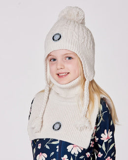 Lined Winter Hat With Pompom Off-White - H10XT1_165