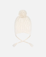 Lined Winter Hat With Pompom Off-White - H10XT1_165