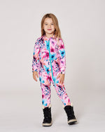 One-Piece Thermal Underwear Pink Watercolor Flower Print - H10Y700_012