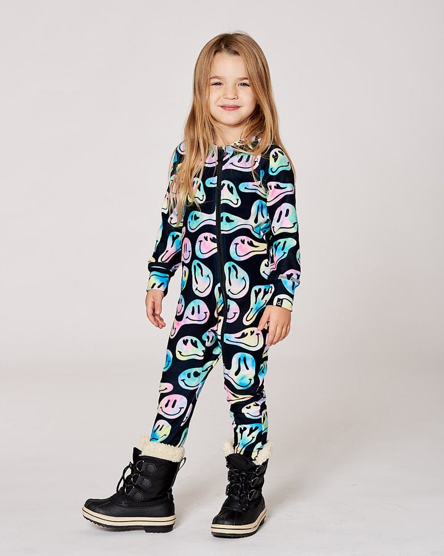 One-Piece Thermal Underwear Smiley Face Girl - H10Y700_018