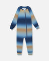 One-Piece Thermal Underwear Blue And Beige Gradient - H10Y700_034