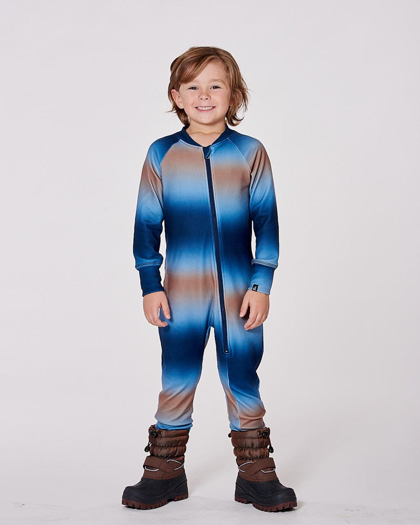 One-Piece Thermal Underwear Blue And Beige Gradient - H10Y700_034
