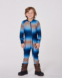 One-Piece Thermal Underwear Blue And Beige Gradient - H10Y700_034