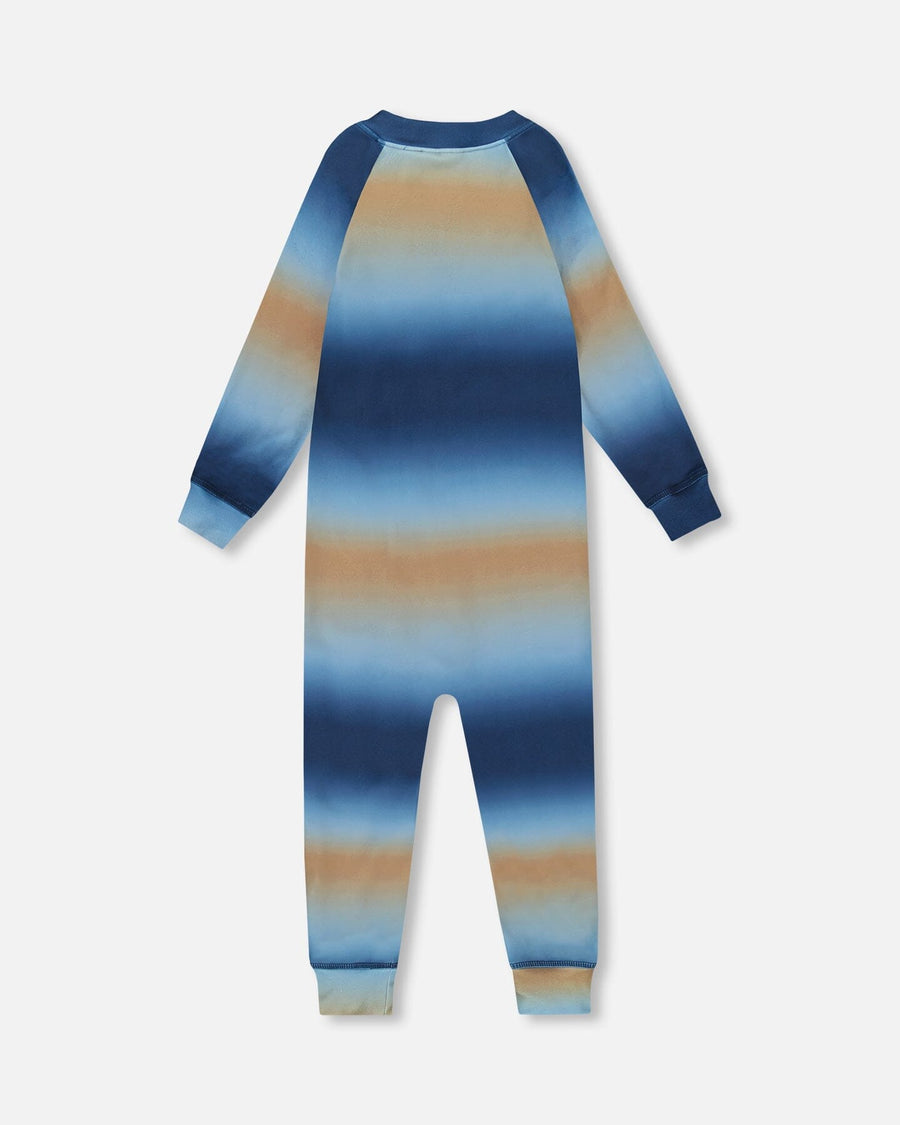One-Piece Thermal Underwear Blue And Beige Gradient - H10Y700_034