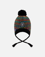 Lined Peruvian Knit Pompom Hat Black And Multicolor - H10Z03_000