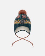 Lined Peruvian Knit Pompom Hat Green And Pink - H10Z11_000