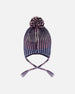 Lined Peruvian Knit Pompom Hat Black And Purple - H10Z13_000