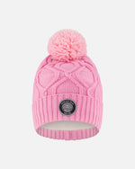 Lined Knit Pompom Hat Pink - H10Z14_624