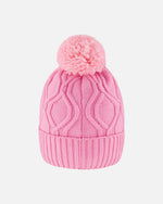 Lined Knit Pompom Hat Pink - H10Z14_624