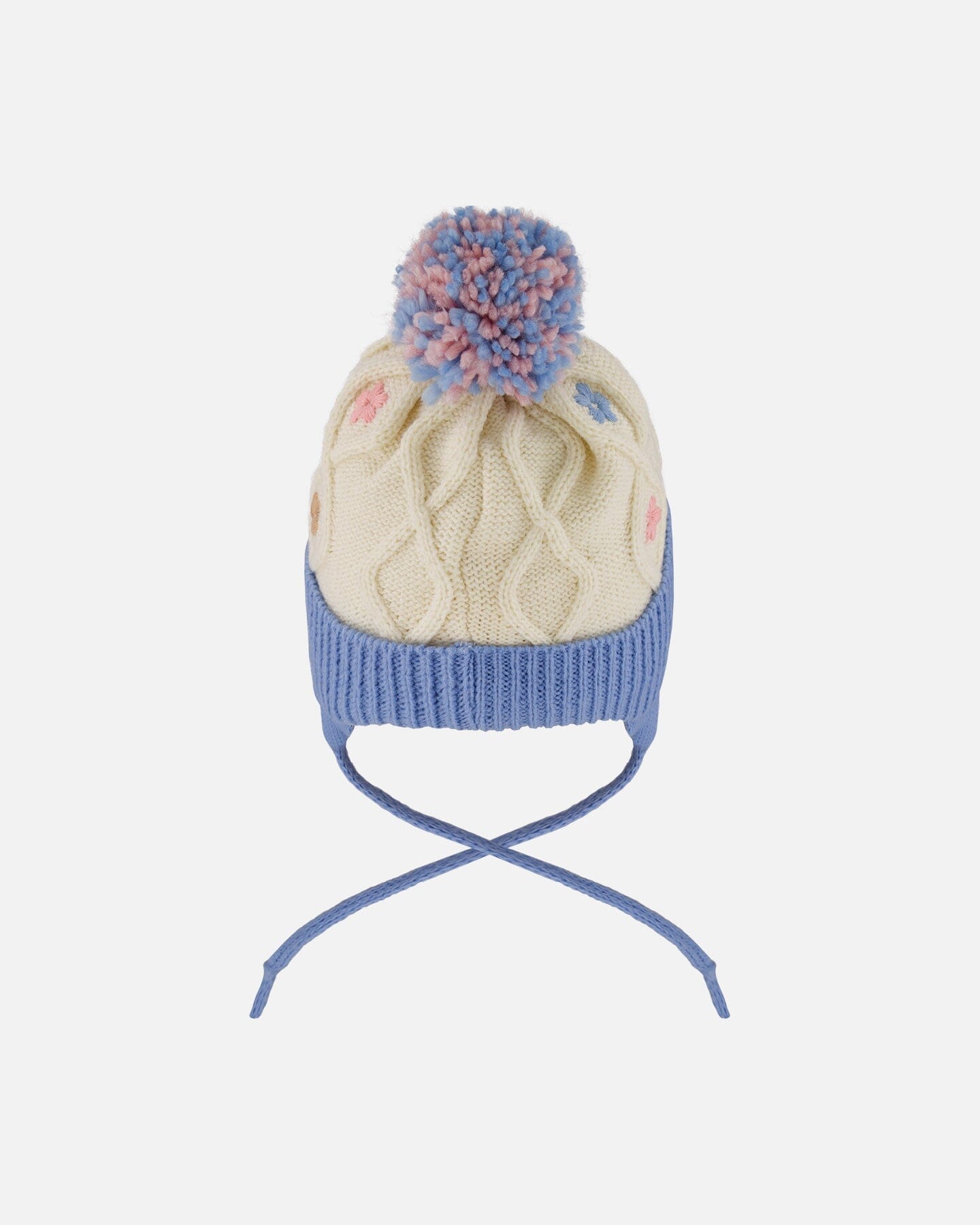 Lined Knit Hat With Ears Off-White And Blue - H10Z18_000