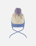 Lined Knit Hat With Ears Off-White And Blue - H10Z18_000