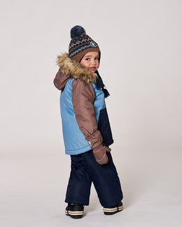Lined Peruvian Knit Pompom Hat Taupe And Navy - H10Z40_000