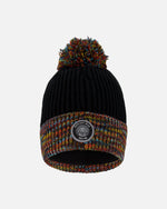 Lined Knit Winter Hat With Pompom Black And Multicolor - H10Z52_000