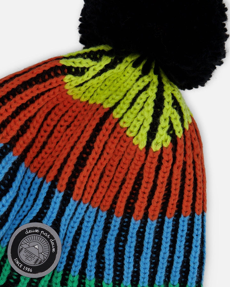 Lined Peruvian Knit Winter Hat With Pompom Multicolor - H10Z53_000