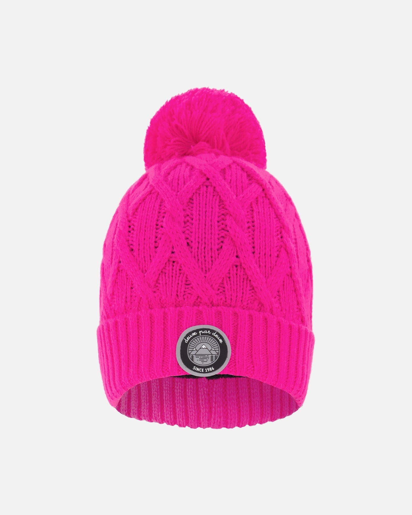 Lined Knit Pompom Hat Fuchsia - Deux par Deux