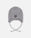 Lined Baby Knit Hat With Ears And Strings Heather Gray - H10ZA07_194