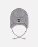 Lined Baby Knit Hat With Ears And Strings Heather Gray - H10ZA07_194