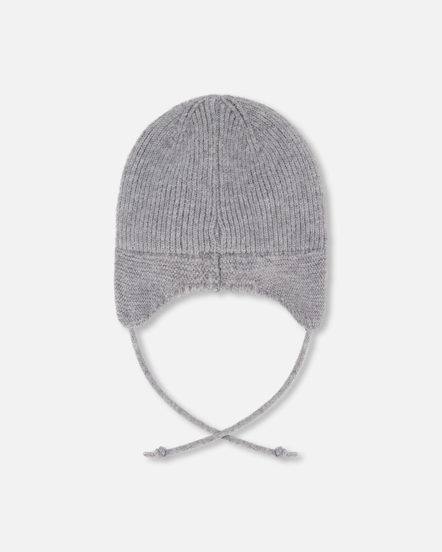 Lined Baby Knit Hat With Ears And Strings Heather Gray - Deux par Deux