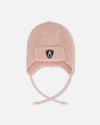 Lined Baby Knit Hat With Ears And Strings Dusty Pink - H10ZA07_637