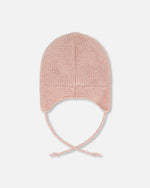 Lined Baby Knit Hat With Ears And Strings Dusty Pink - H10ZA07_637