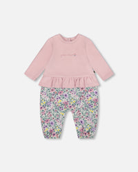 Organic Cotton Bi-Material Romper Neutral Purple - H20A41_557