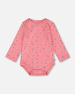 Organic Cotton Long Sleeve Romper Pink Floral - H20A70_048