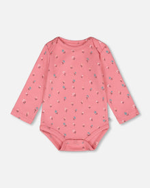 Organic Cotton Long Sleeve Romper Pink Floral - H20A70_048