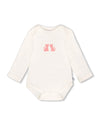 Organic Cotton Long Sleeve Romper Off-White Floral - H20A70_101