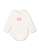 Organic Cotton Long Sleeve Romper Off-White Floral - H20A70_101