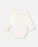 Organic Cotton Long Sleeve Romper Off-White Floral - H20A70_101