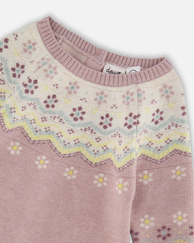 Jacquard Knitted Romper Keepsake Lilac - H20AT40_557