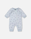 Organic Cotton One-Piece And Baby Romper Blue Bear Print - H20B40_054