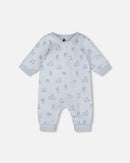 Organic Cotton One-Piece And Baby Romper Blue Bear Print - H20B40_054