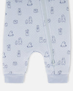 Organic Cotton One-Piece And Baby Romper Blue Bear Print - H20B40_054