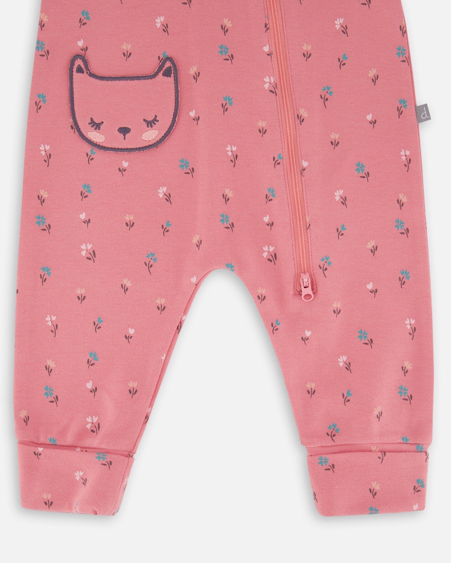 Organic Cotton Zipped Romper Pink Floral - H20B41_048