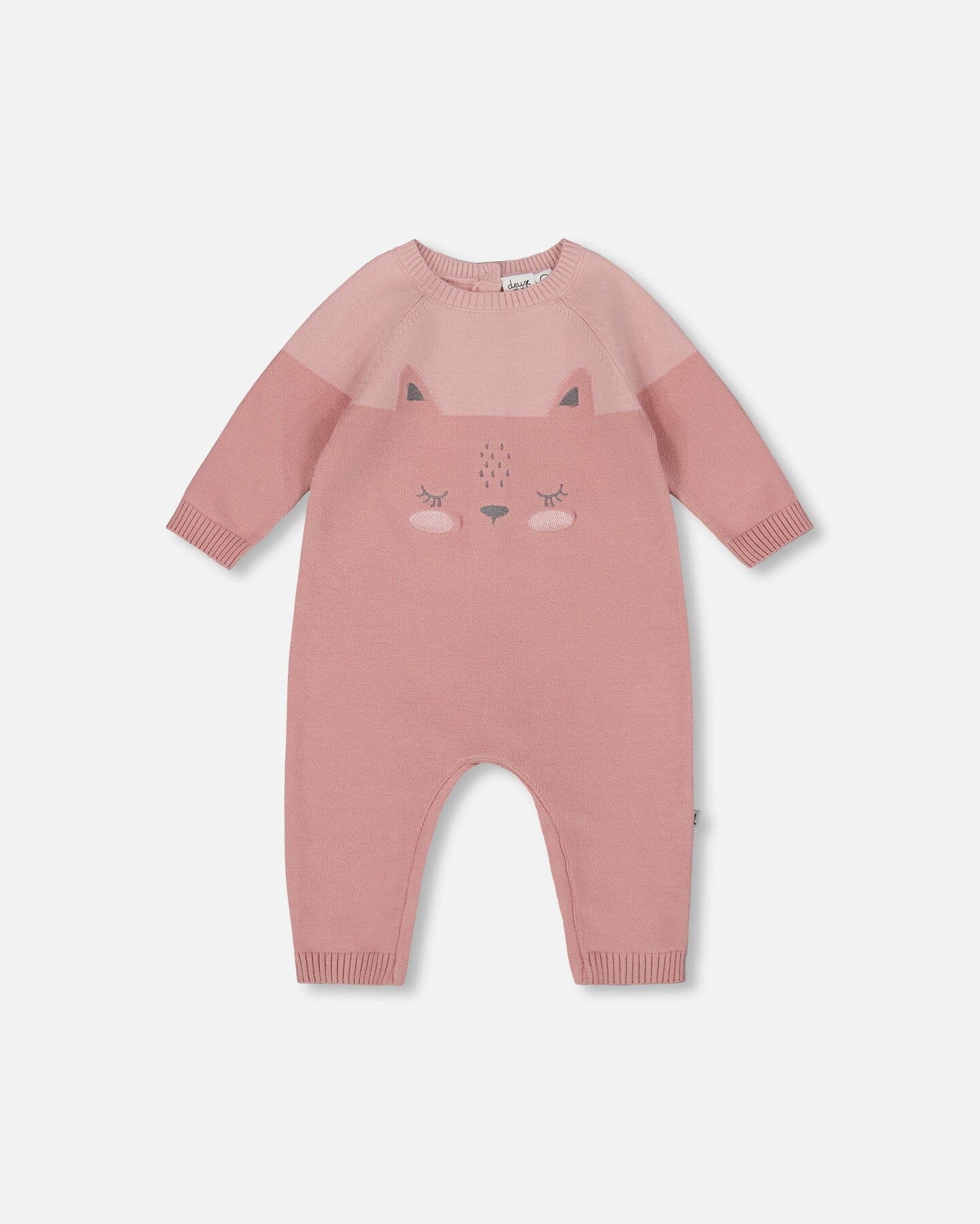Knitted Bi-Color Cat Romper Old Pink - H20BT42_000