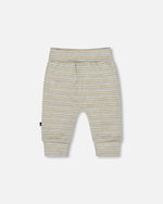 Organic Cotton Evolutive Pants Striped Heather Beige And Gray - H20C20_193
