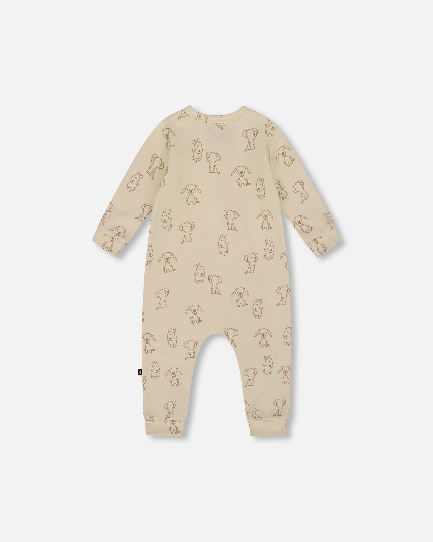Organic Cotton Zipped Romper Beige Puppy Print - H20C42_050