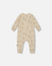 Organic Cotton Zipped Romper Beige Puppy Print - H20C42_050