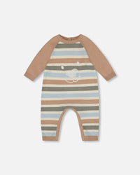 Knitted Romper Blue And Green Stripes - H20CT40_000