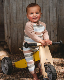 Knitted Romper Blue And Green Stripes - H20CT40_000