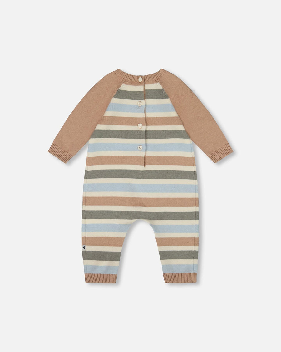 Knitted Romper Blue And Green Stripes - H20CT40_000