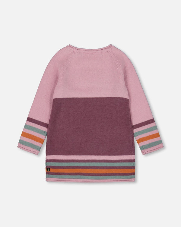 Knitted Dress Dusty Pink With Cat - H20ET85_514