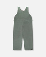 Stretch Velour Faux-Layered Overalls Jade Green - H20F41_325