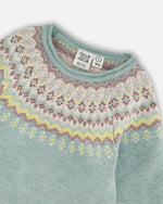 Jacquard Sweater Dress With Ribbed Skirt Jade Green - H20FT86_325