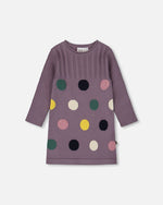Jacquard Sweater Dress With Polka Dot Pattern Purple Gray - H20FT87_547