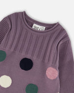 Jacquard Sweater Dress With Polka Dot Pattern Purple Gray - H20FT87_547