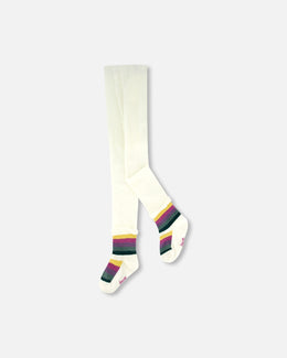 Striped Footed Knit Tights Off-White - H20FT_101